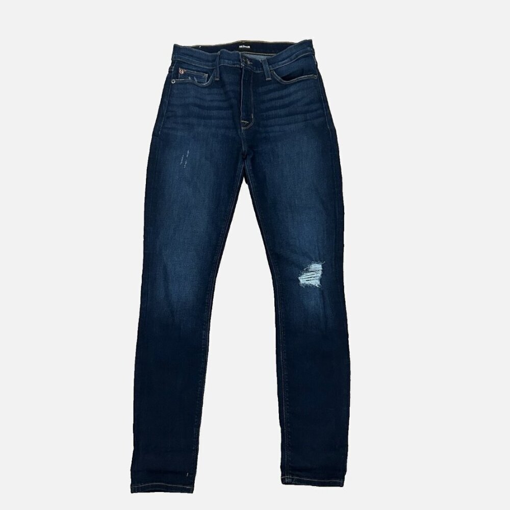 HUDSON Women's 27" Blair Super Skinny Denim Blue Cotton Stretch Distressed Jeans